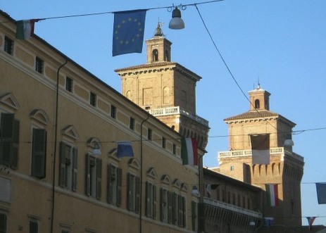 Ferrara flags and castle.